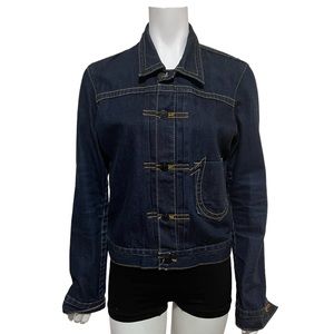 TRUE RELIGION Indigo Blue Cinch Back Denim Jacket